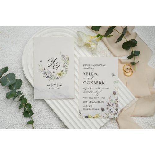 9292 - Virágos esküvői meghívó