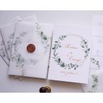 EM39 - Pausz borítós levélkoszorús esküvői meghívó