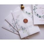 EM39 - Pausz borítós levélkoszorús esküvői meghívó