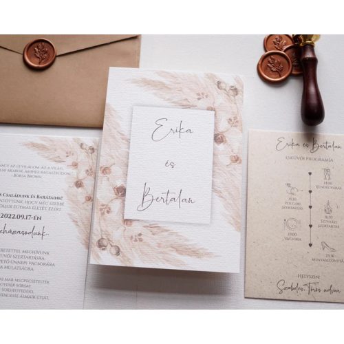 EM40 - Két oldalas Pampafüves esküvői meghívó
