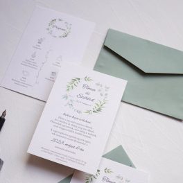 EM47 - Két oldalas greenery esküvői meghívó