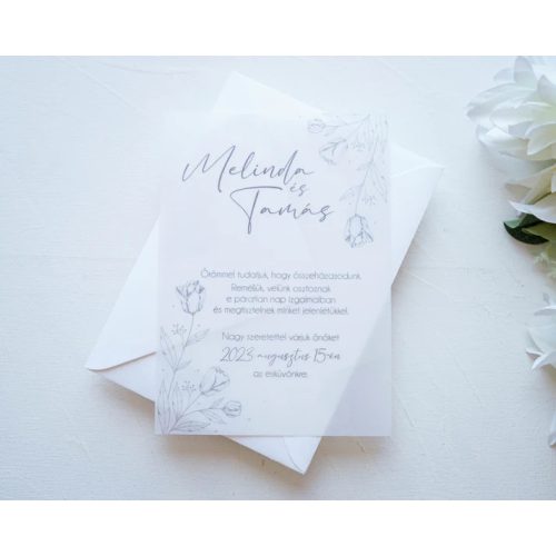 EM52 - Minimalista áttetsző esküvői meghívó