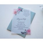 EM53 - Bazsarózsás áttetsző esküvői meghívó