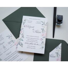 EM54 - Két oldalas virágmintás esküvői meghívó