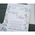 EM54 - Két oldalas virágmintás esküvői meghívó