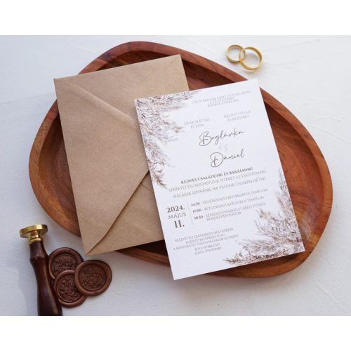 EM60 - Pampafüves egy oldalas esküvői meghívó