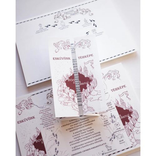 EM64 - Tekergők térképe esküvői meghívó, Harry Potter-es meghívó