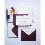 EM70 - Merített papíros minimalista esküvői meghívó, tépett szélekkel