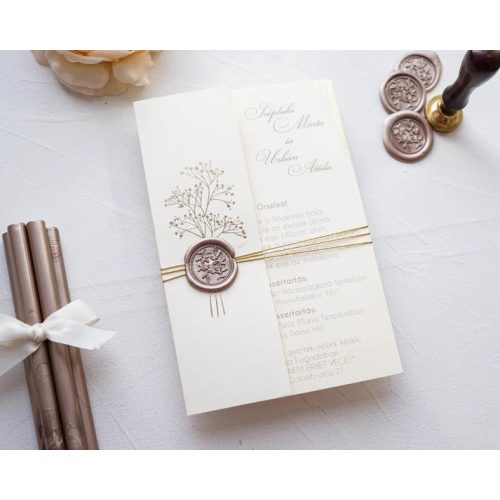 9279 - Krém tokos elegáns esküvői meghívó