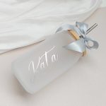 Feliratozott üveg pohár bambusz tetővel