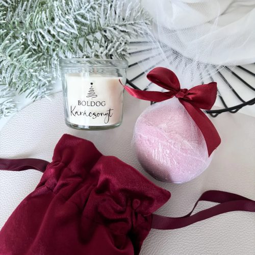 Ünnepi gyertya és fürdőbomba szett