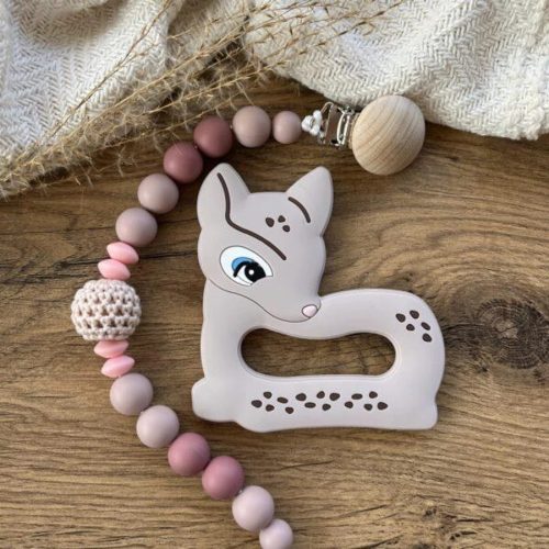 Őzike cumilánc rágókával-halványlila