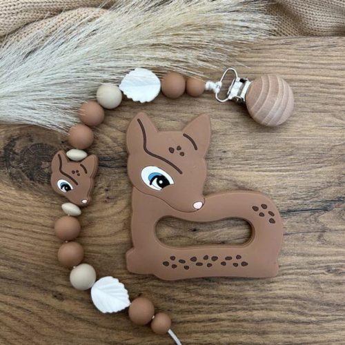 Őzike cumilánc rágókával-barna