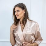 Készülődős köntös egyedi felirattal - púder-mályva