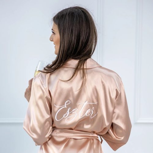 Készülődős köntös egyedi felirattal - rose gold
