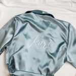 Készülődős köntös egyedi felirattal - türkiz