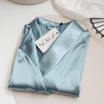 Készülődős köntös egyedi felirattal - türkiz