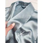 Készülődős köntös egyedi felirattal - türkiz