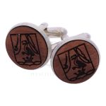 Fa mandzsettagomb egyedi gravírozással - ezüst - 16 mm