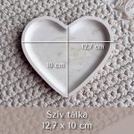 Két kezdőbetűs szív tálka kalligrafikus betűtípussal és dátummal 