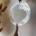 Függő dekoráció a baba születési adataival 