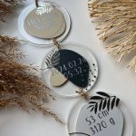 Függő dekoráció a baba születési adataival 